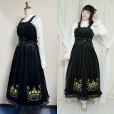画像: 王冠刺繍別珍ジャンパースカート【黒】