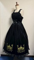 画像4: 王冠刺繍別珍ジャンパースカート【黒】