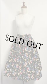 画像: 6ハンドメイドギャザースカート【ロカビリー柄黒系・66cm丈】