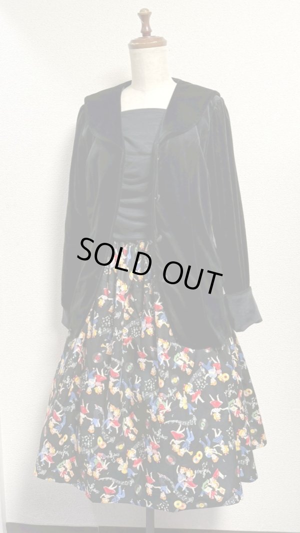 画像4: 6ハンドメイドギャザースカート【ロカビリー柄黒系・66cm丈】