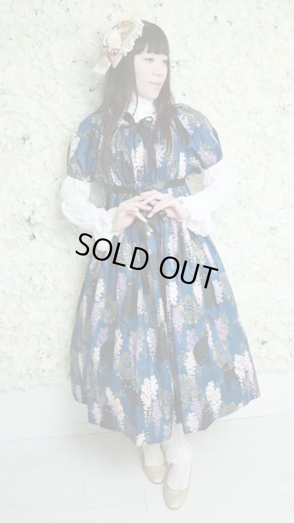 画像1: デイリーシャーリングワンピース【ねこ藤柄・レギュラーサイズ】