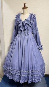 画像: 大衿フリルワンピース【ラベンダー・ポリエステル生地】