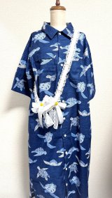 画像: スマホショルダーストラップ　カメ×オフ白リボン（130cm）