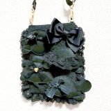 画像: お出かけカメちゃん　スマホサコッシュ　（黒レース×黒カメちゃん）