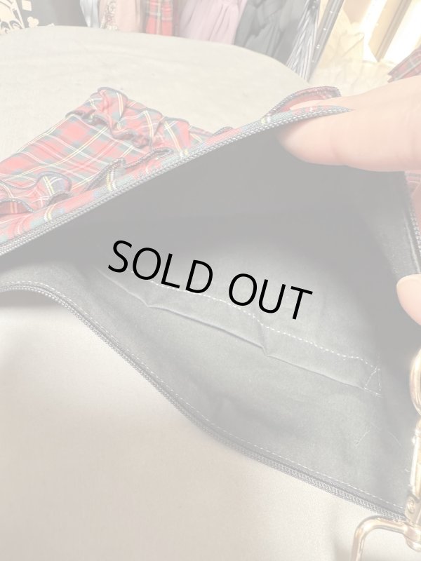 画像3: お出かけカメちゃん　サコッシュ　（黒×赤チェックカメちゃん）