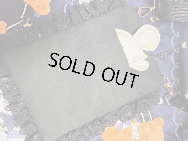 画像1: お出かけカメちゃん　スマホサコッシュ　（黒レース×白カメちゃん）