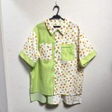 画像: ボーイフレンドワークシャツ【カメロンパン柄オフ白×草色ストライプ】