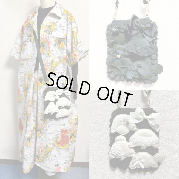 画像4: お出かけカメちゃん　スマホサコッシュ　（黒レース×白カメちゃん）