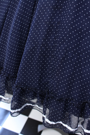 画像: 【Sale商品】ハイウエストサーキュラースカート【紺×白水玉柄】