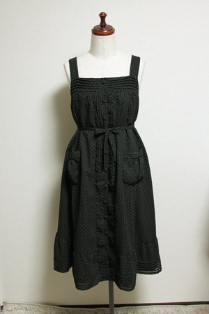 画像: 【50%オフ】ＡラインピンタックJSK【シフォン・黒水玉】Aline　Pin tuck Dress【Dot  Black】