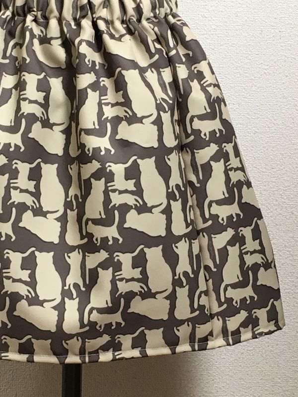 画像2: 【Sale30％OFF】オリジナル猫シルエット柄ハンドメイドセミフレアスカート【レースなし・38ｃm丈】　