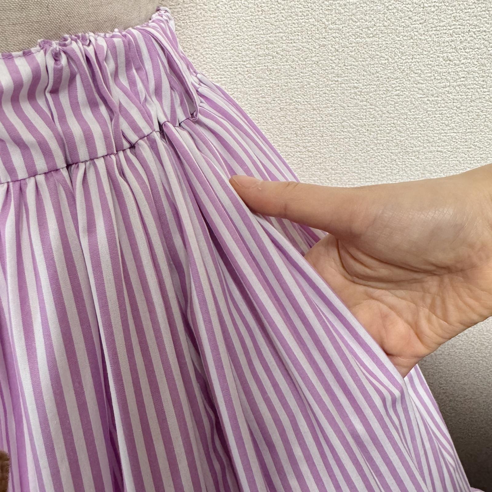 画像5: ミルフィーユフリルスカート（ミディアム丈80cm）【ラベンダーストライプ】