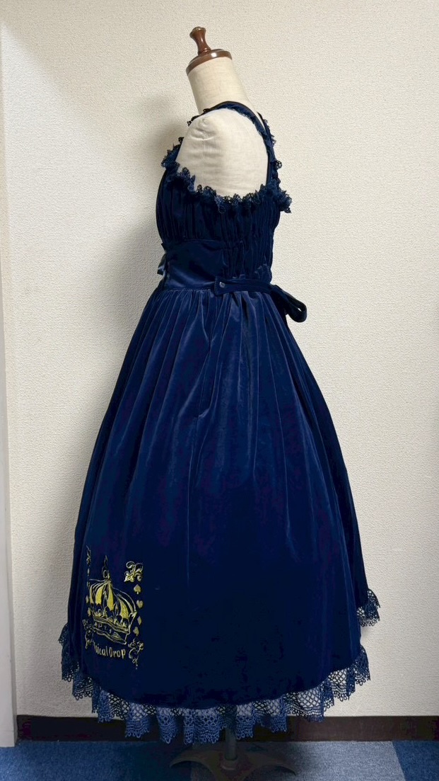 画像4: 王冠刺繍別珍ジャンパースカート【紺】