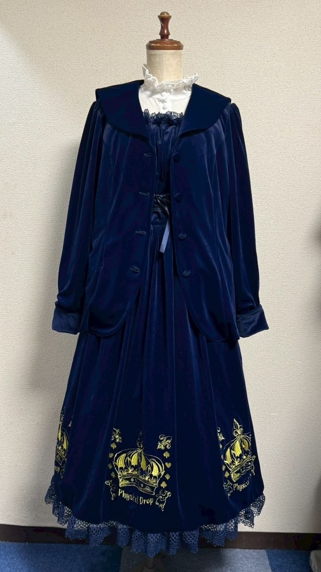 画像14: 王冠刺繍別珍ジャンパースカート【紺】