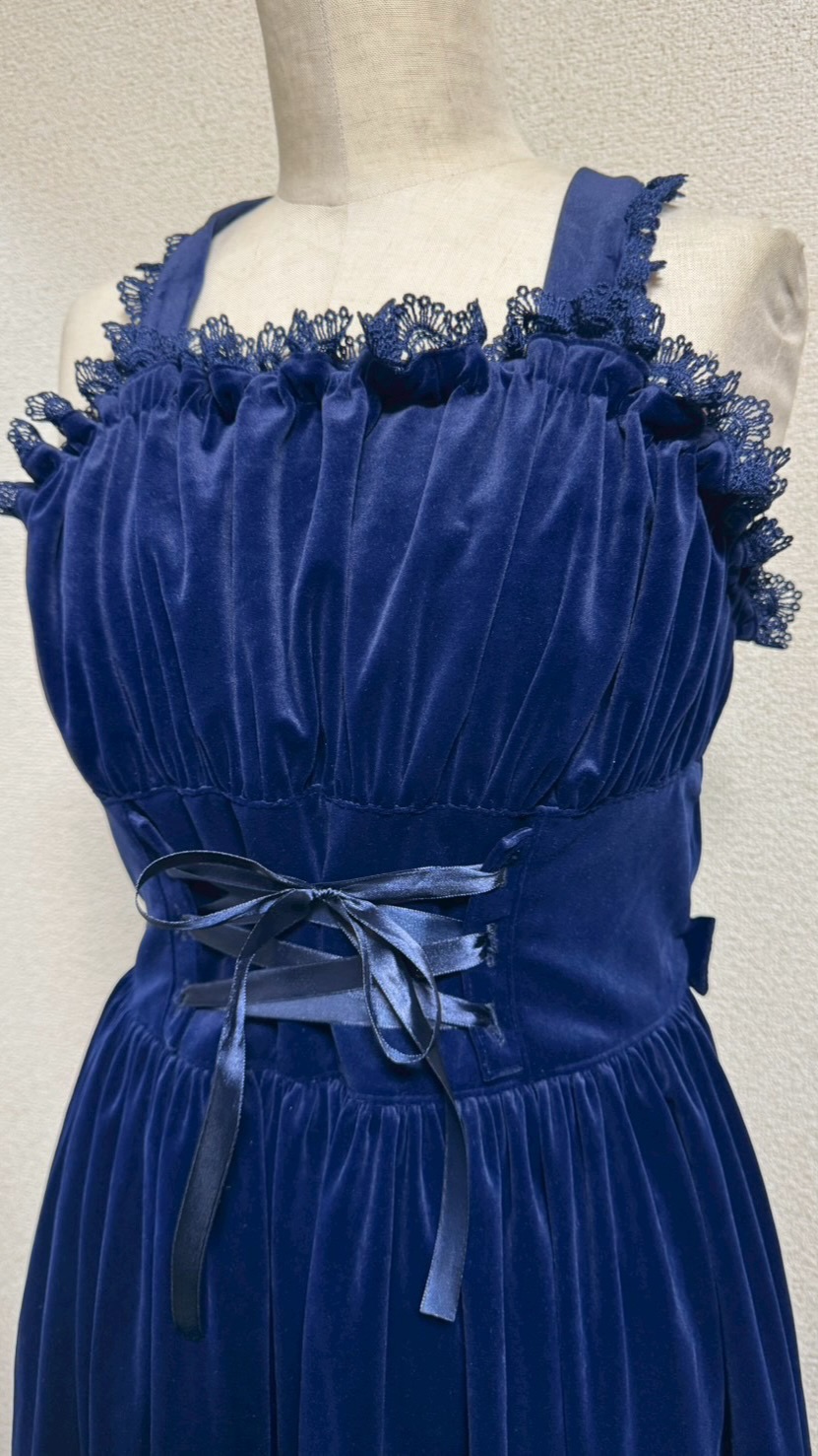 画像8: 王冠刺繍別珍ジャンパースカート【紺】