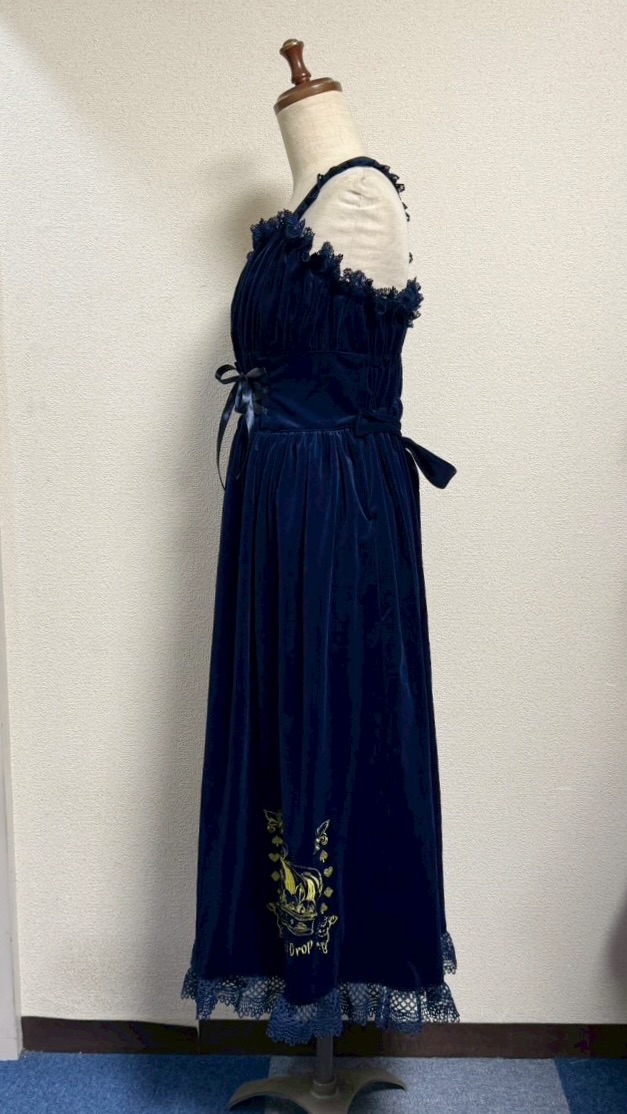 画像10: 王冠刺繍別珍ジャンパースカート【紺】