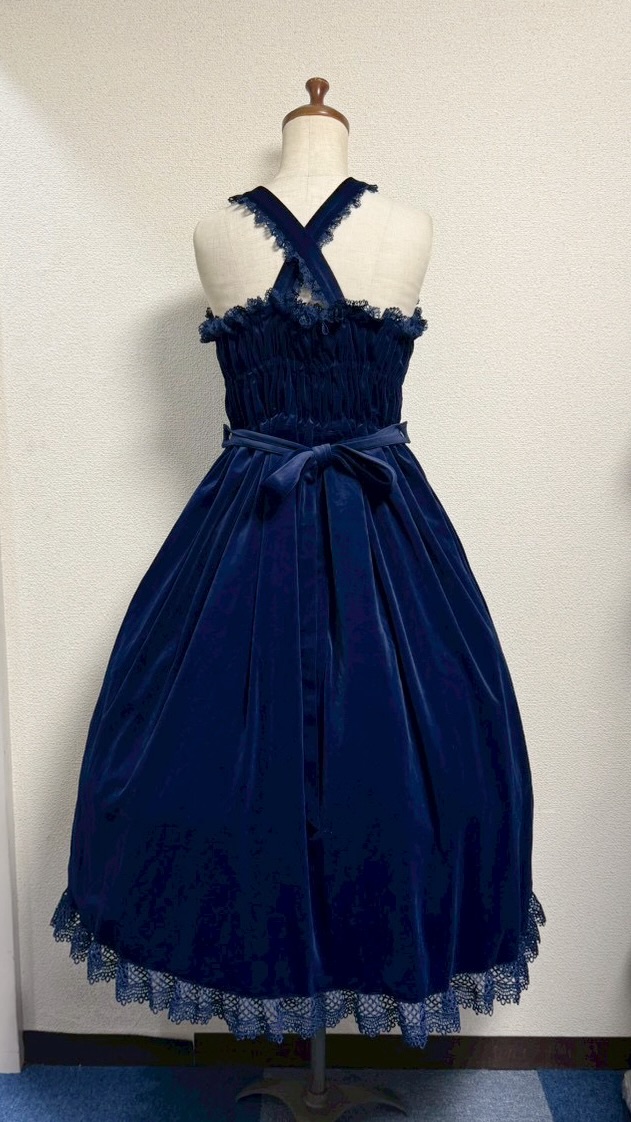 画像5: 王冠刺繍別珍ジャンパースカート【紺】