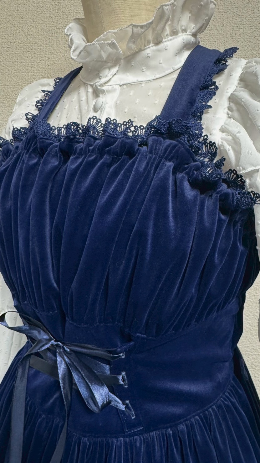 画像13: 王冠刺繍別珍ジャンパースカート【紺】