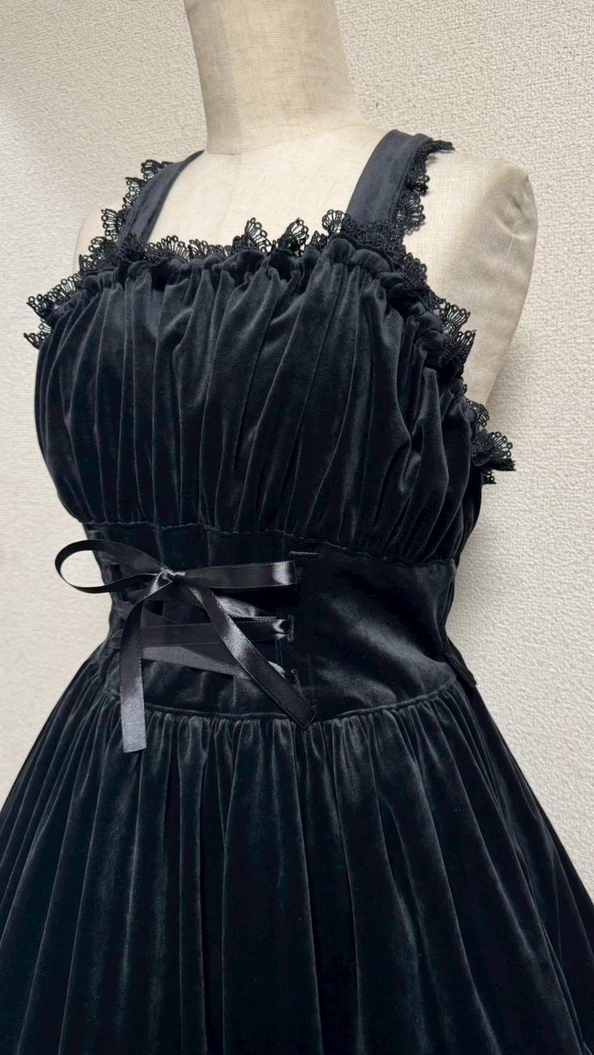 画像3: 王冠刺繍別珍ジャンパースカート【黒】