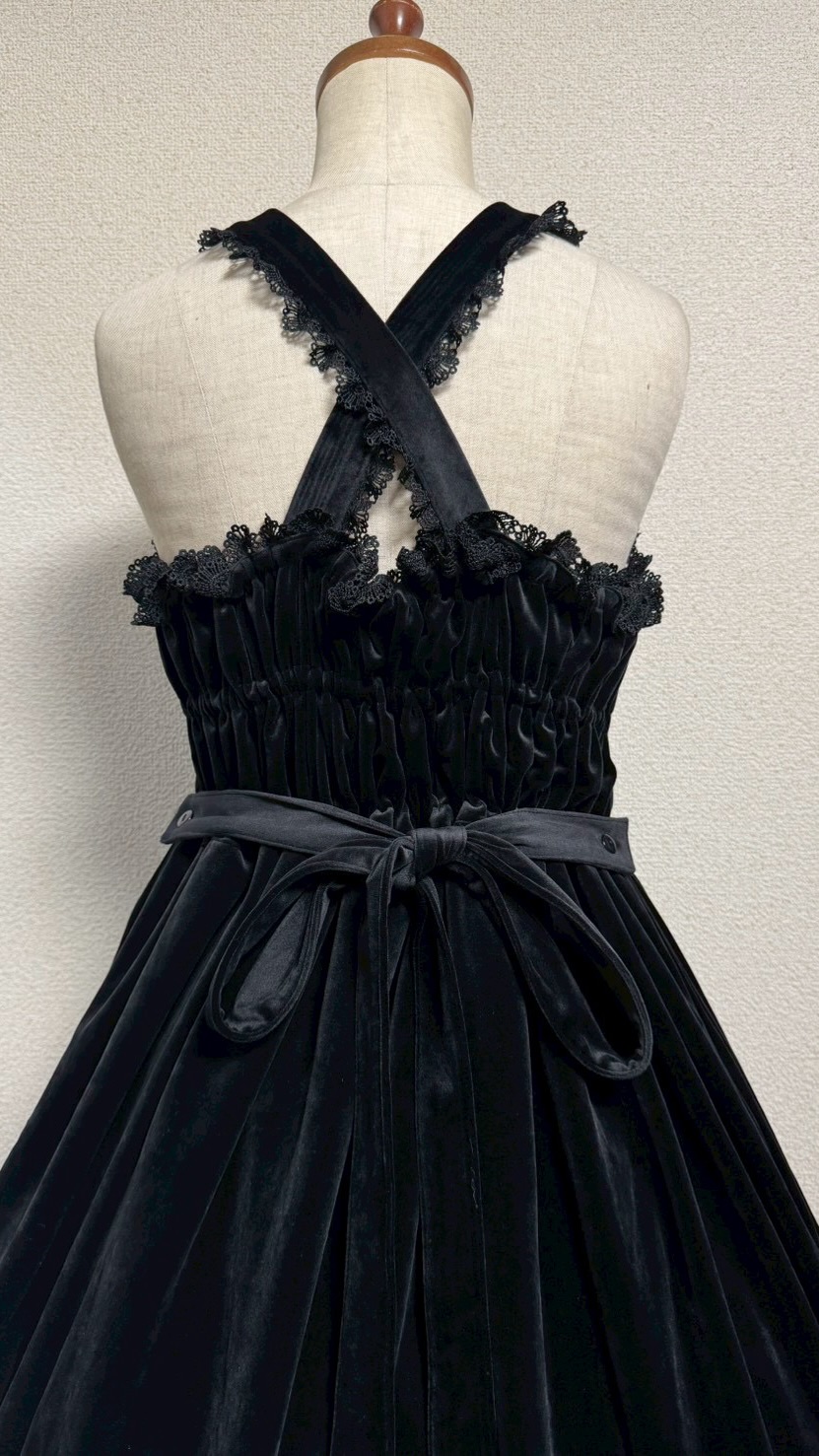 画像7: 王冠刺繍別珍ジャンパースカート【黒】