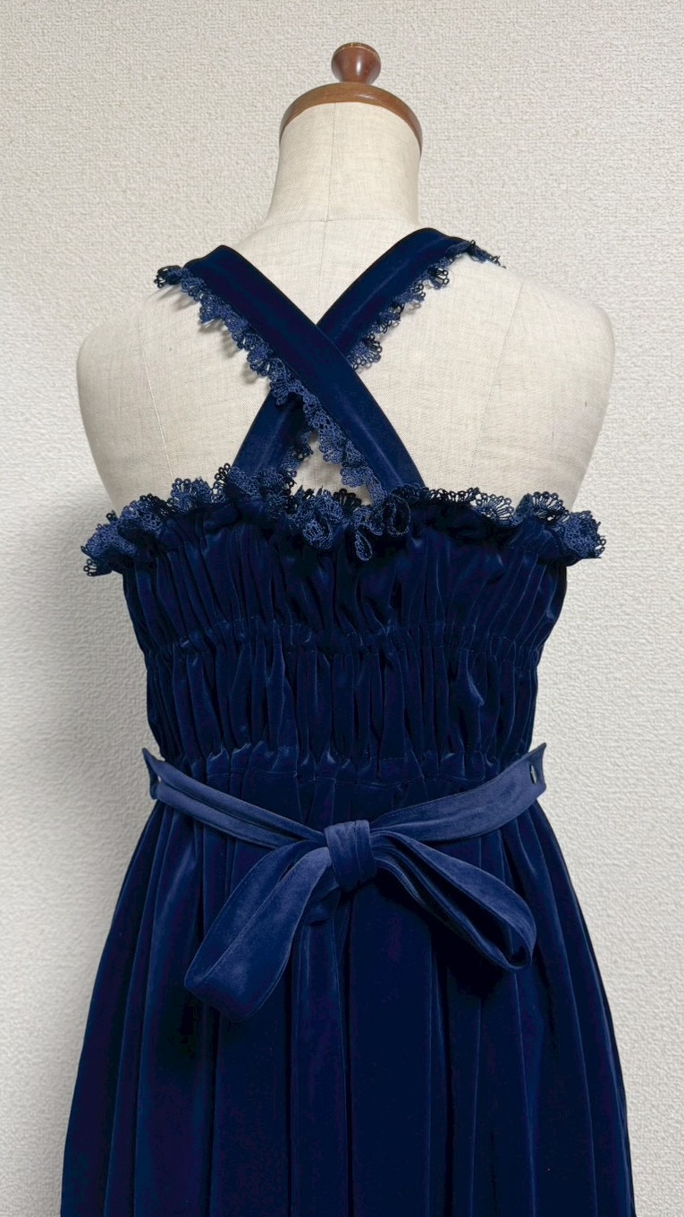 画像9: 王冠刺繍別珍ジャンパースカート【紺】