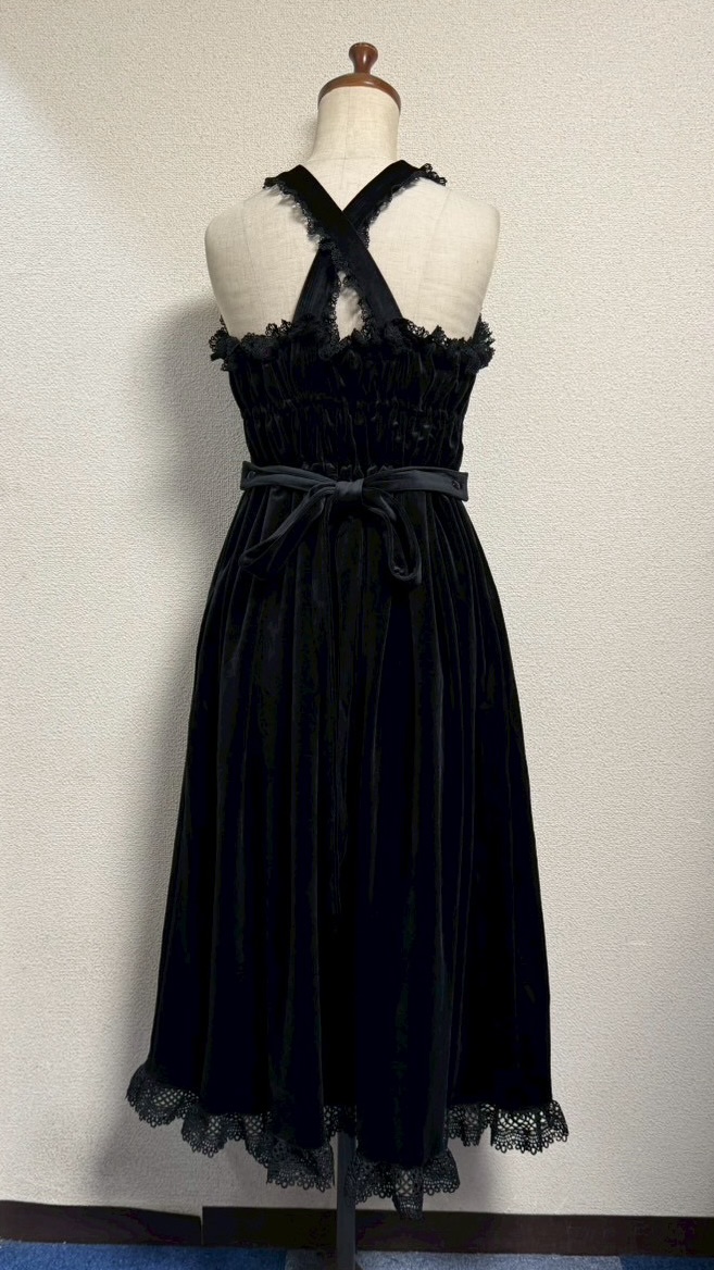 画像11: 王冠刺繍別珍ジャンパースカート【黒】