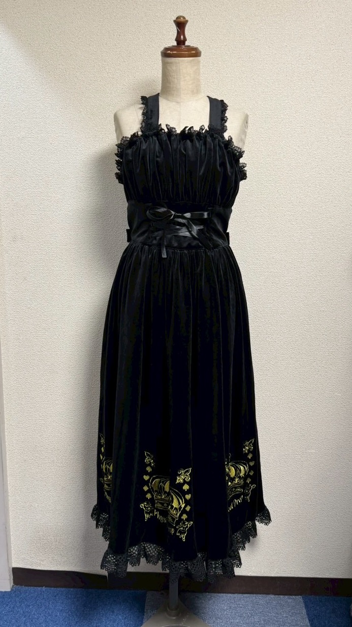 画像8: 王冠刺繍別珍ジャンパースカート【黒】