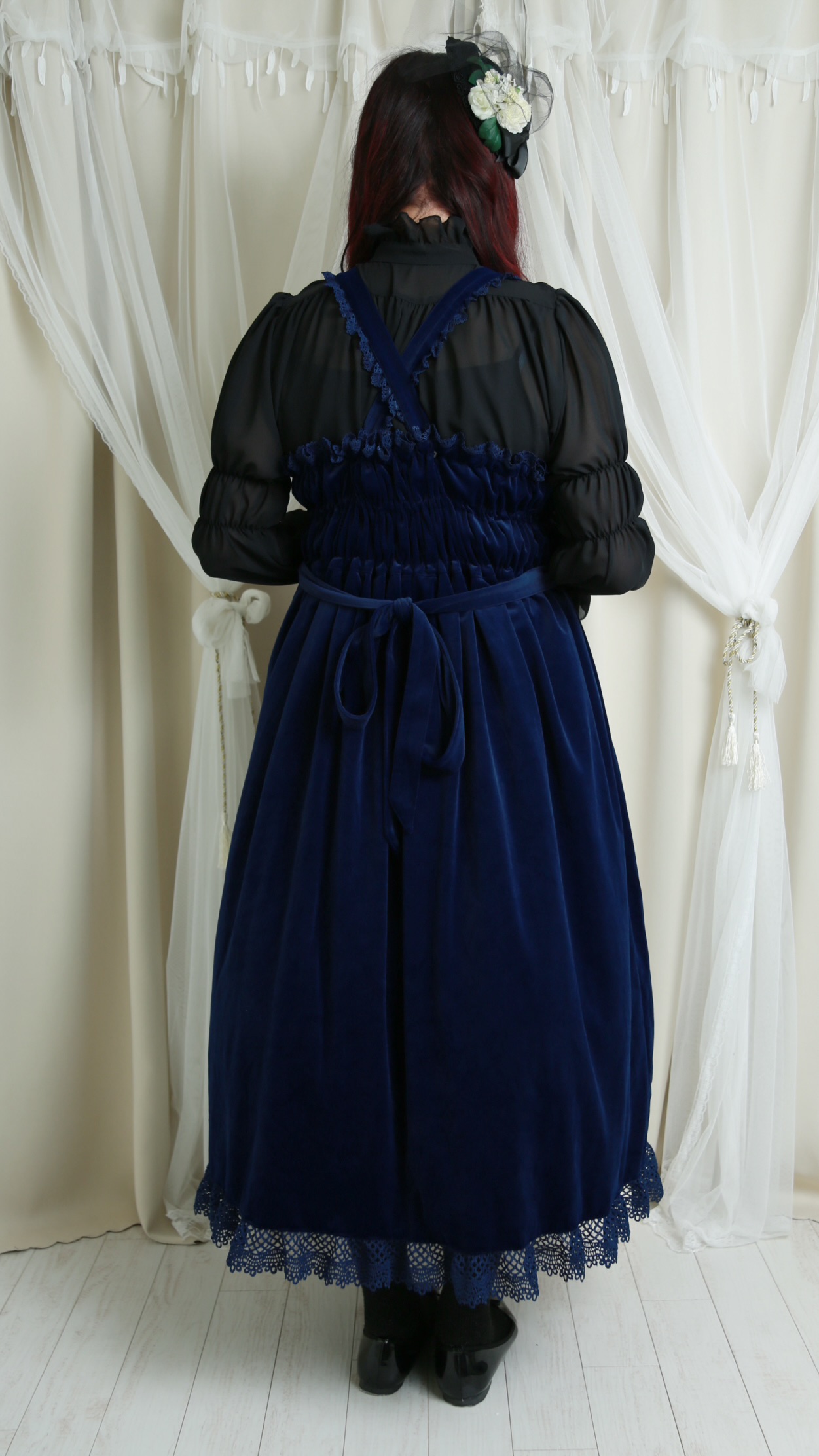 画像20: 王冠刺繍別珍ジャンパースカート【紺】