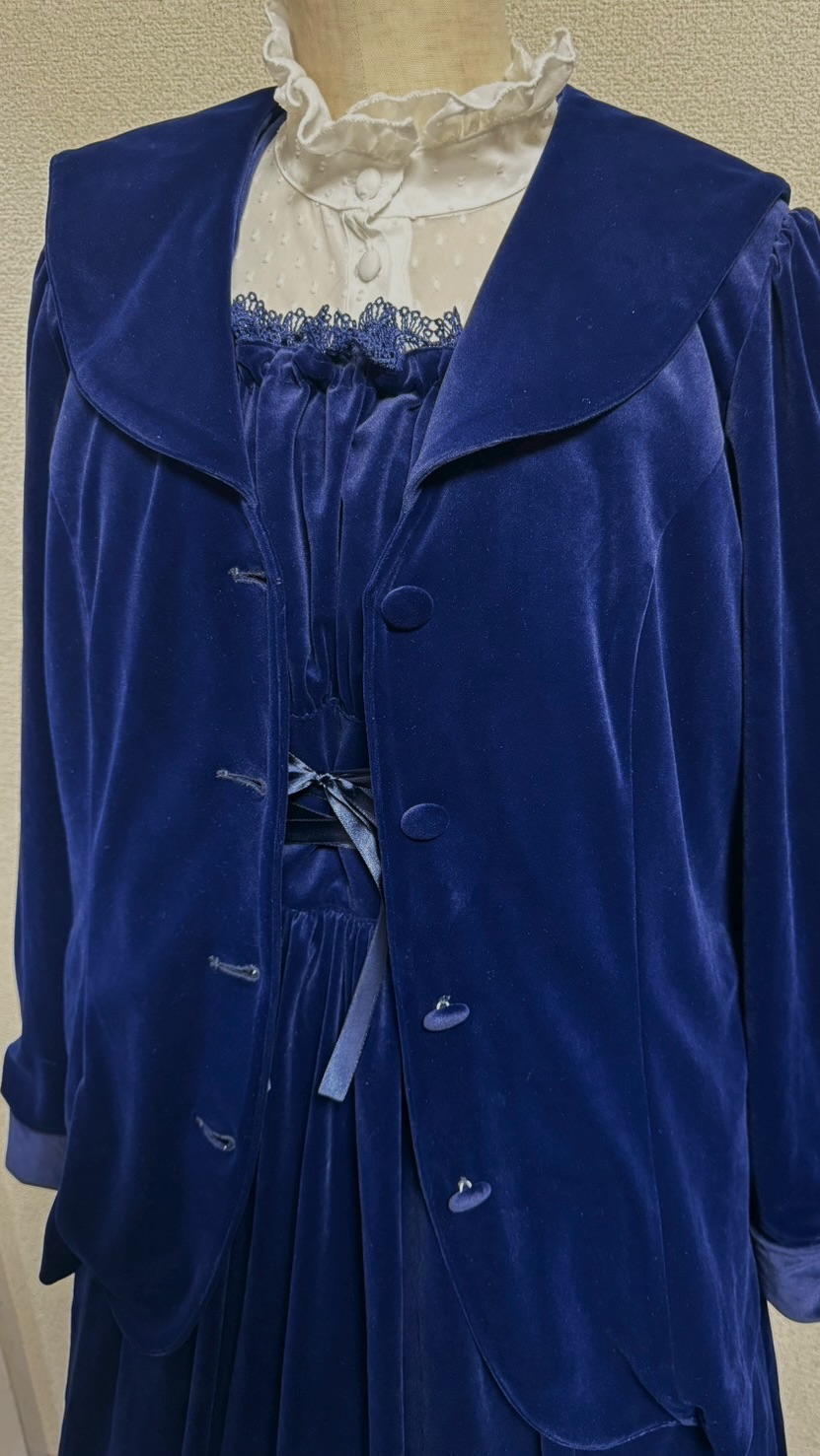 画像15: 王冠刺繍別珍ジャンパースカート【紺】