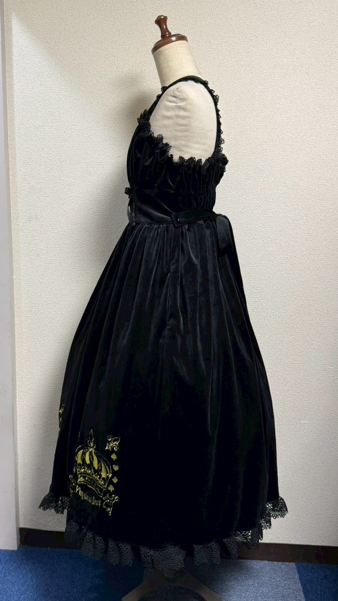 画像5: 王冠刺繍別珍ジャンパースカート【黒】