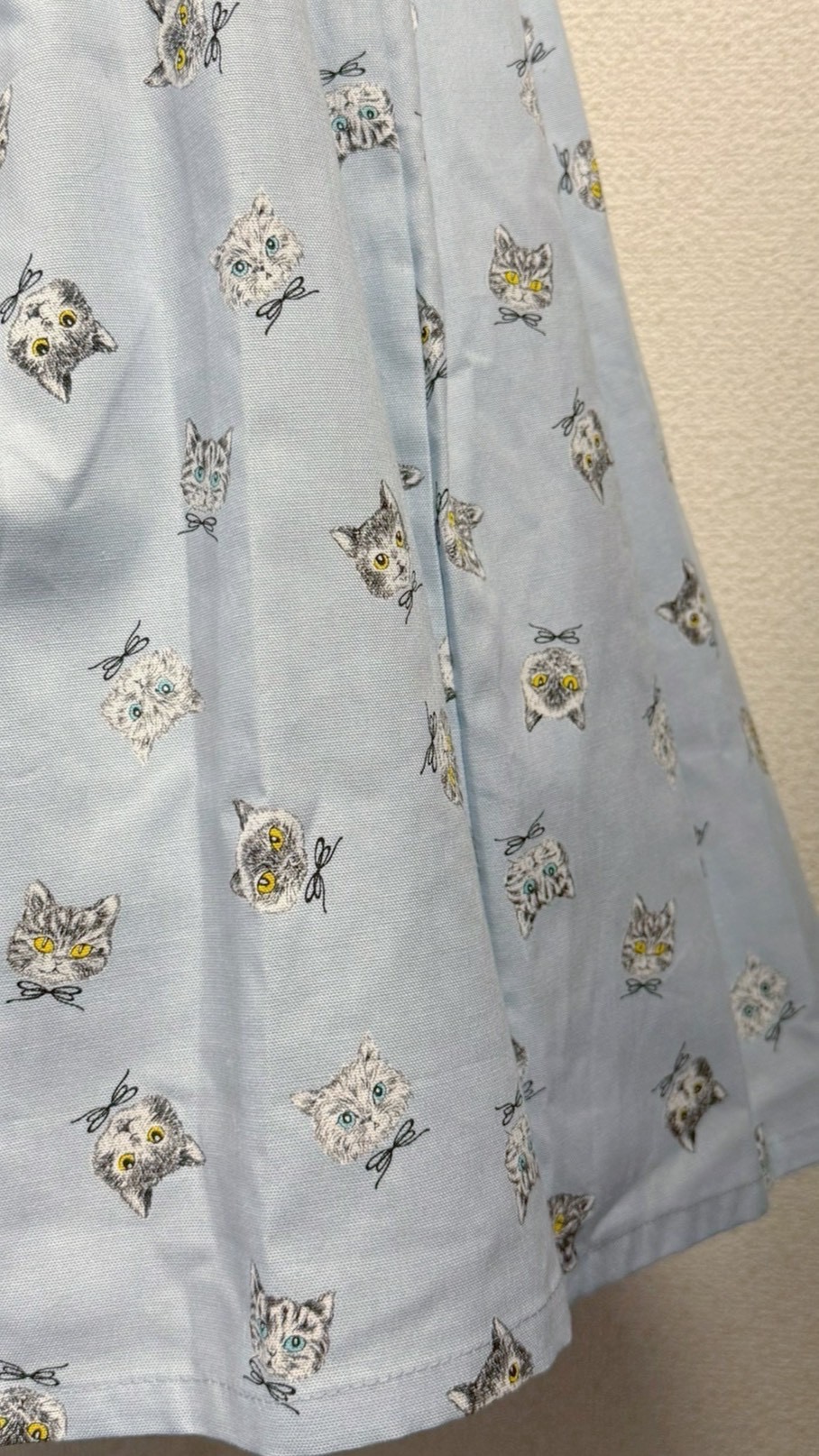 画像3: デイリーシャーリングワンピース【ねこ柄水色系・レギュラーサイズ】