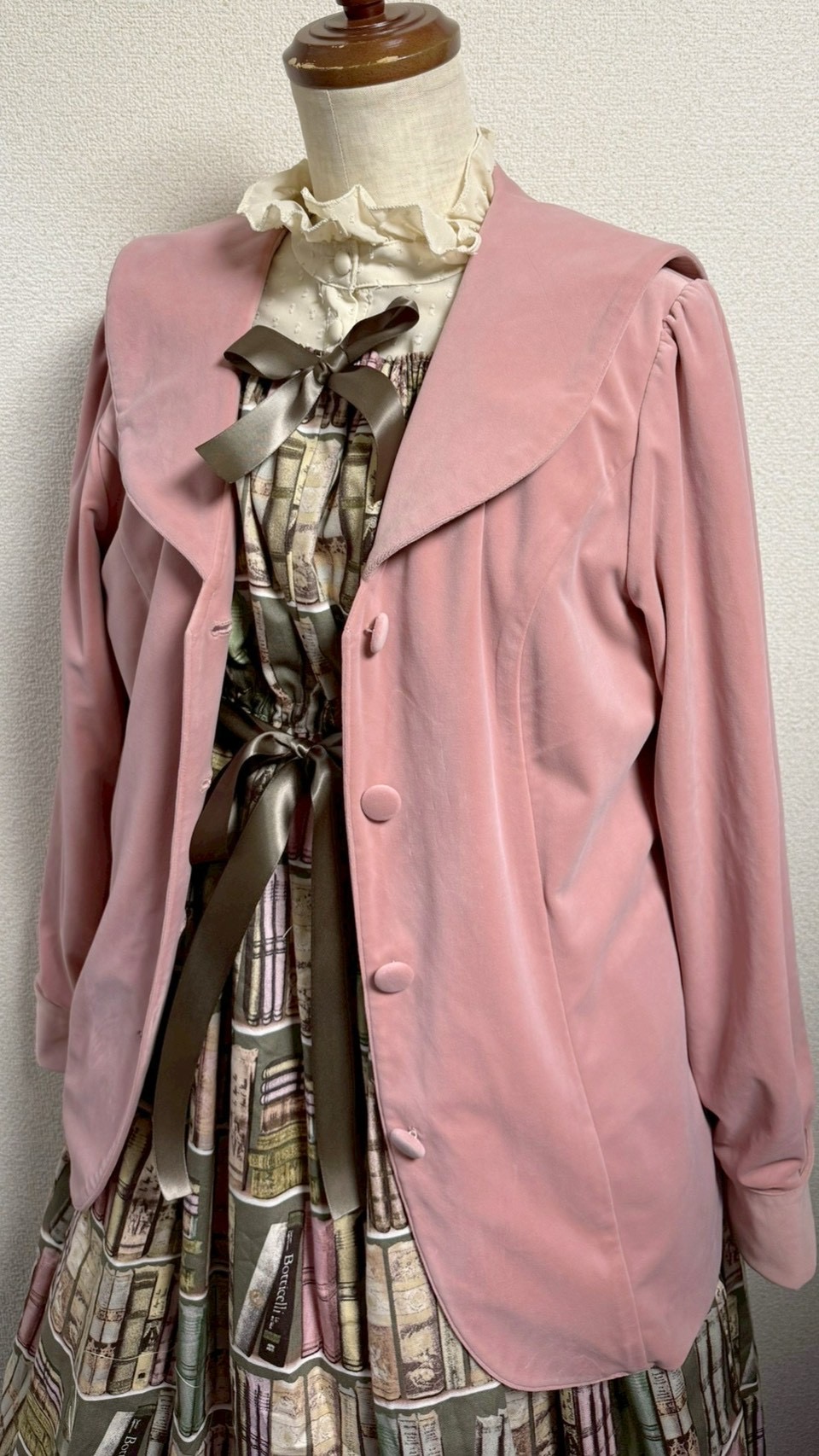 画像9: デイリーシャーリングワンピース【本棚柄ピンク系・レギュラーサイズ】