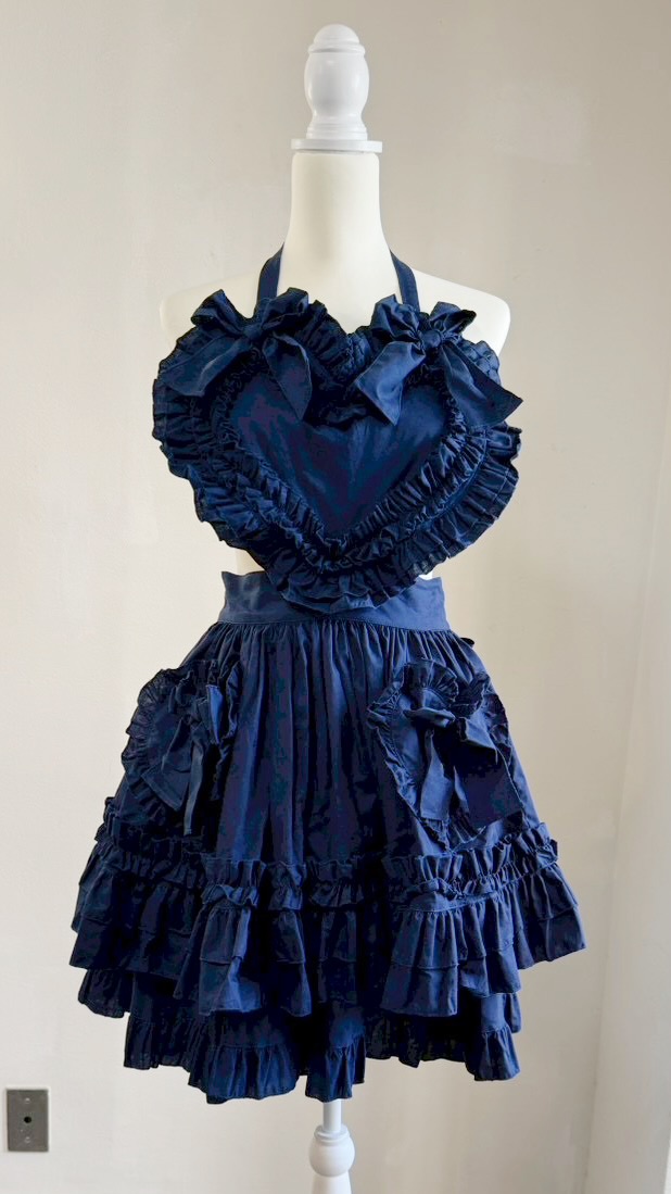 画像6: ハートエプロン＋スカートセット【紺】