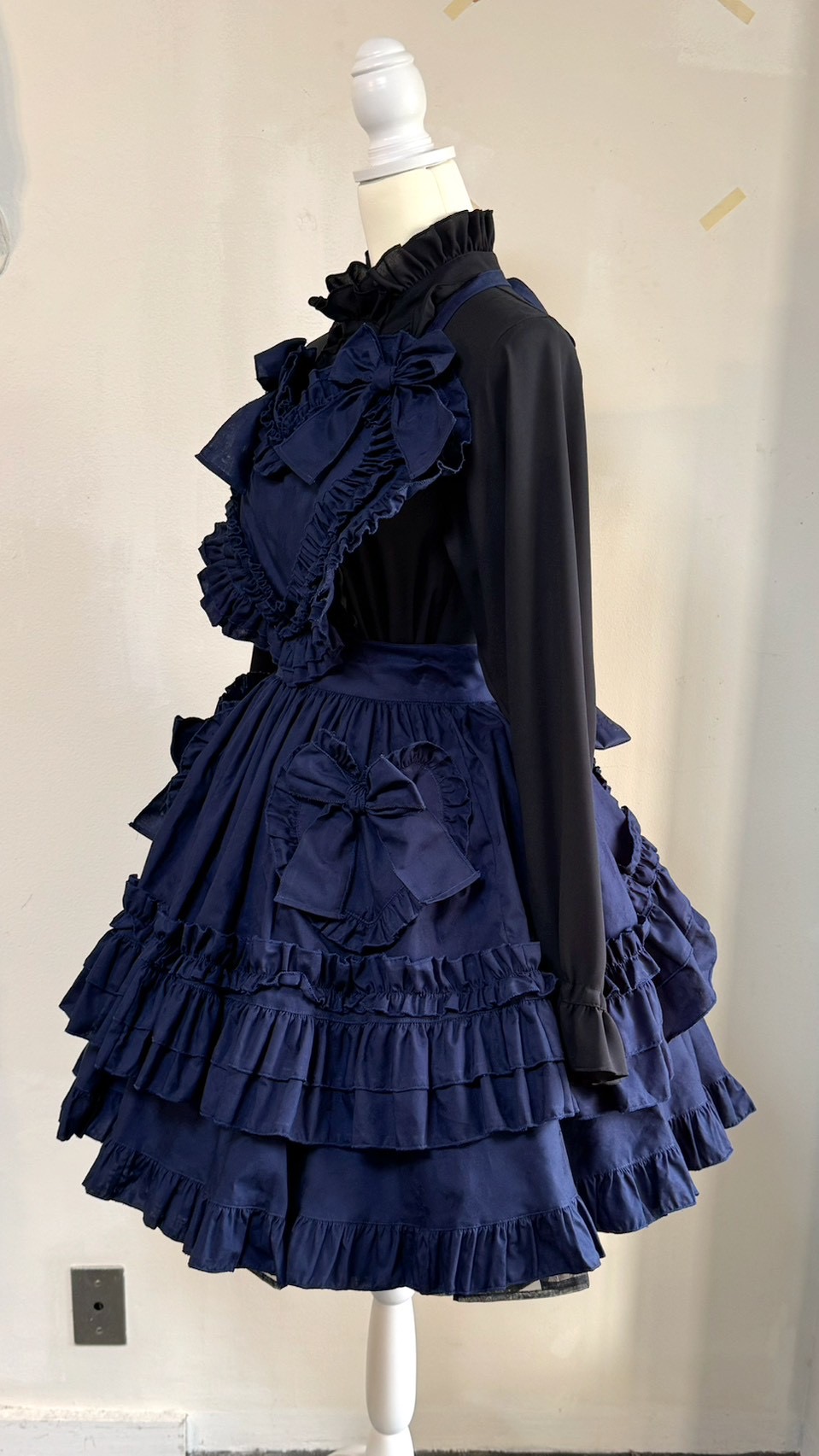 画像2: ハートエプロン＋スカートセット【紺】