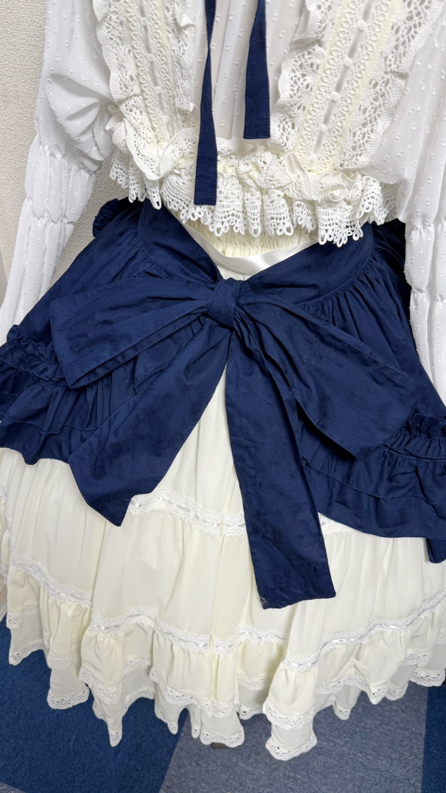 画像25: ハートエプロン＋スカートセット【紺】