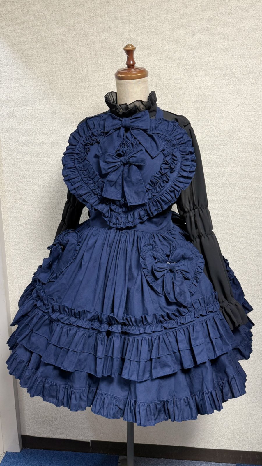 画像20: ハートエプロン＋スカートセット【紺】