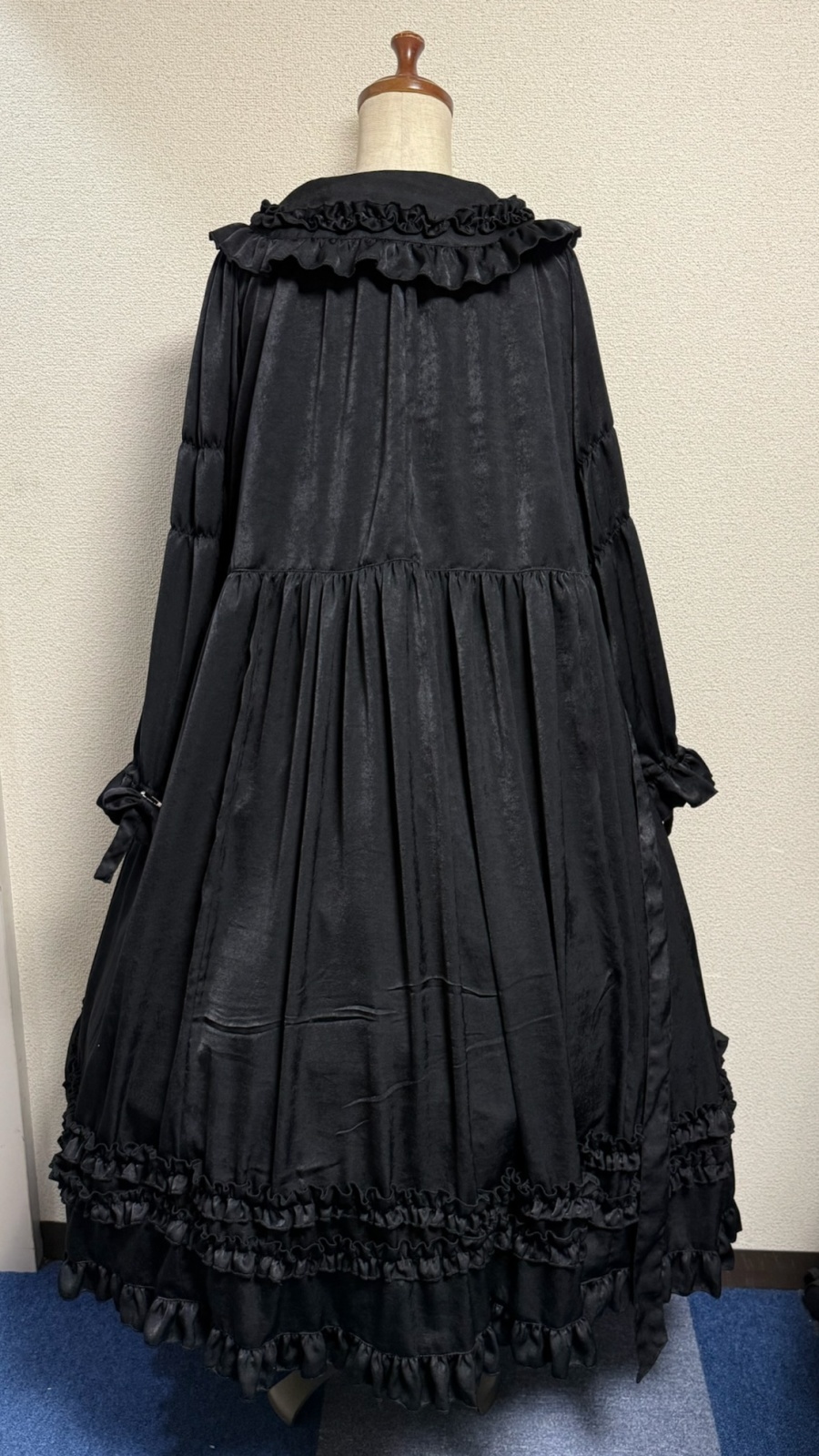 画像10: 大衿フリルワンピース【黒・ポリエステル生地】